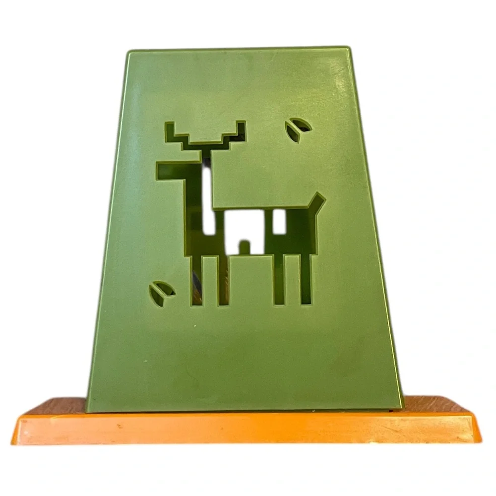 Vintage 70s St. Labre Indian School Napkin Holder Orange Green Man Deer Retro